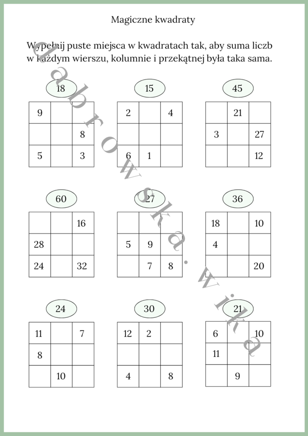 Magiczne kwadraty