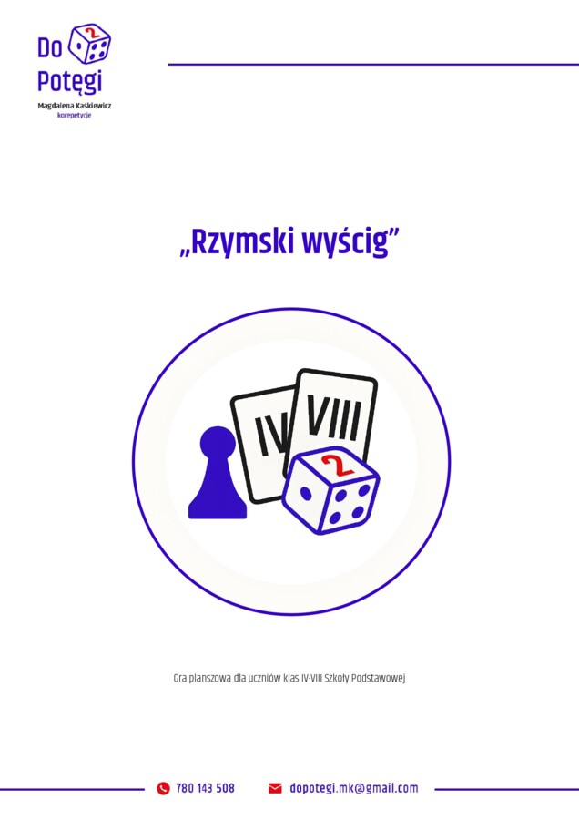 Gra planszowa "Rzymski wyścig" - gra do nauki/powtórki zapisu liczb w systemie rzymskim.