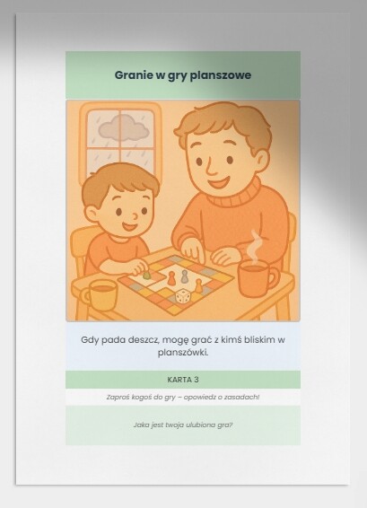 Karty obrazkowe „Co można robić, gdy pada?”