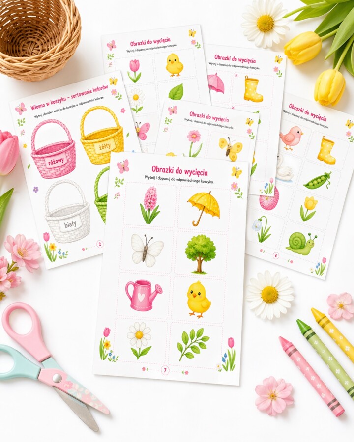 Wiosna w koszyku - sortowanie kolorów