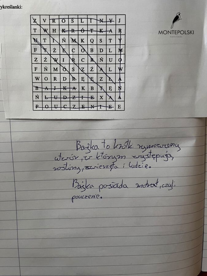 Wykreślanka - cechy gatunkowe bajki