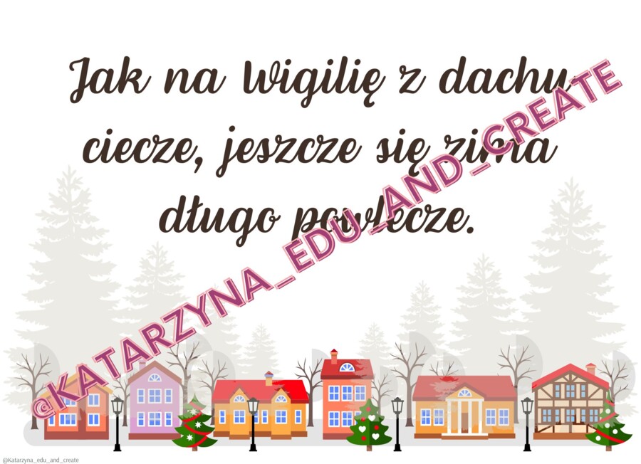 Zimowe i bożonarodzeniowe plakaty z przysłowiami
