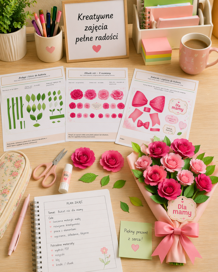 Wycinanka „Bukiet róż dla mamy”