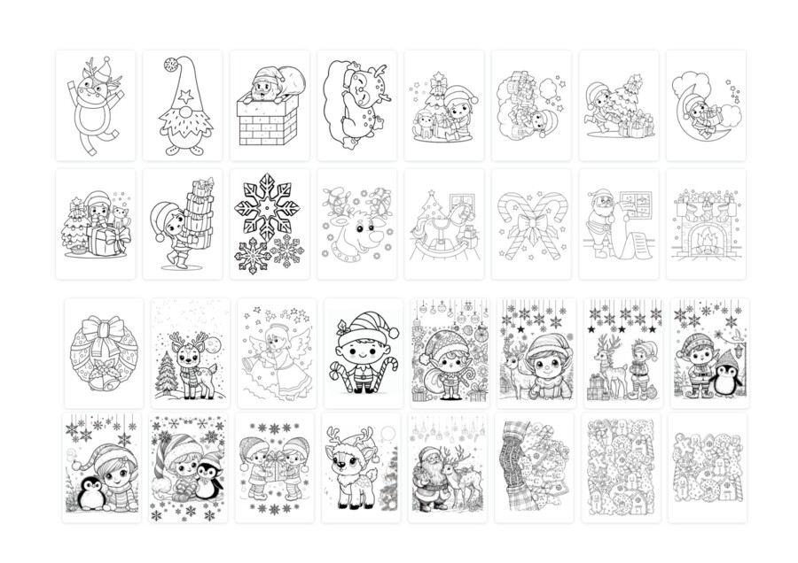120 świątecznych/zimowych kolorowanek