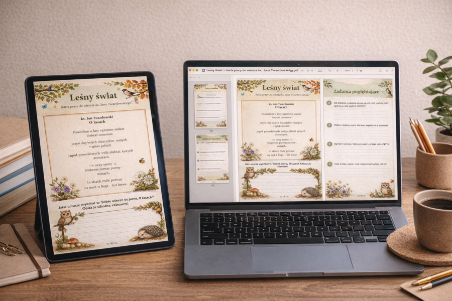 Leśny świat – karta pracy do wiersza ks. Twardowskiego
