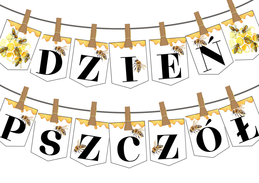 MIĘDZYNARODOWY DZIEŃ PSZCZÓŁ - 20 maja - napis i memory.