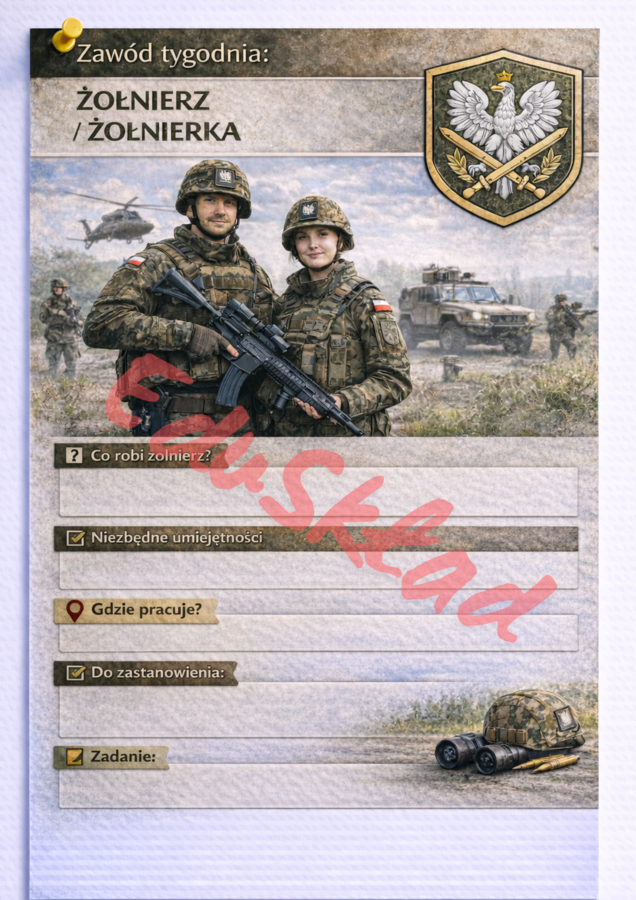 Karty zawodów „Zawód tygodnia” – do uzupełniania przez uczniów ✍️