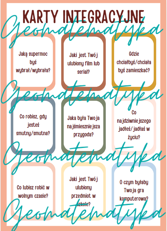 Karty integracyjne z pytaniami