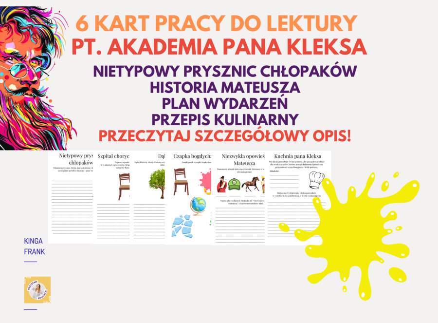 📚 Aż 6 Kart Pracy z „Akademii Pana Kleksa” – różnorodne, rozwijające umiejętność pisania i spostrzegawczość!