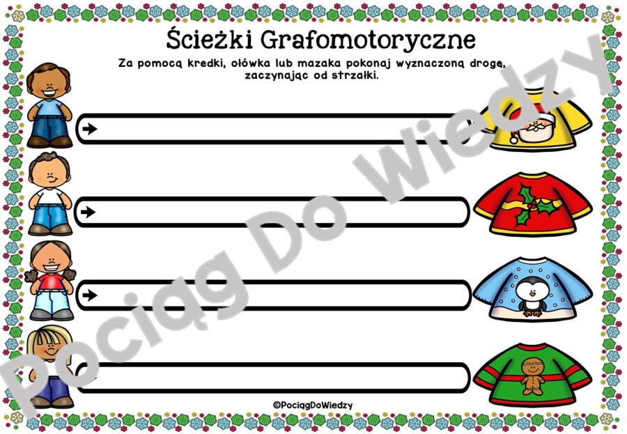 Boże Narodzenie - Ścieżki grafomotoryczne