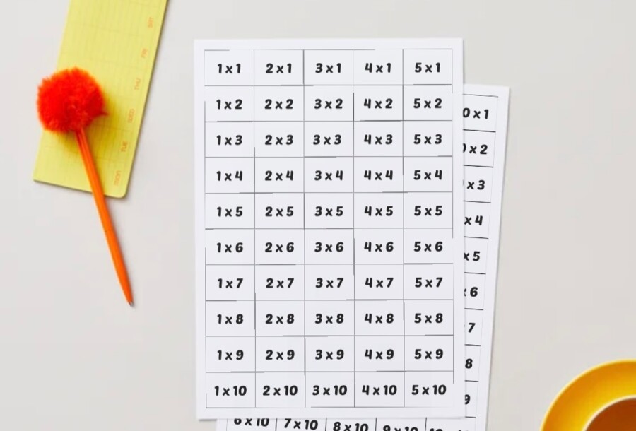 Wycinanka - tabliczka mnożenia i dzielenia do 100