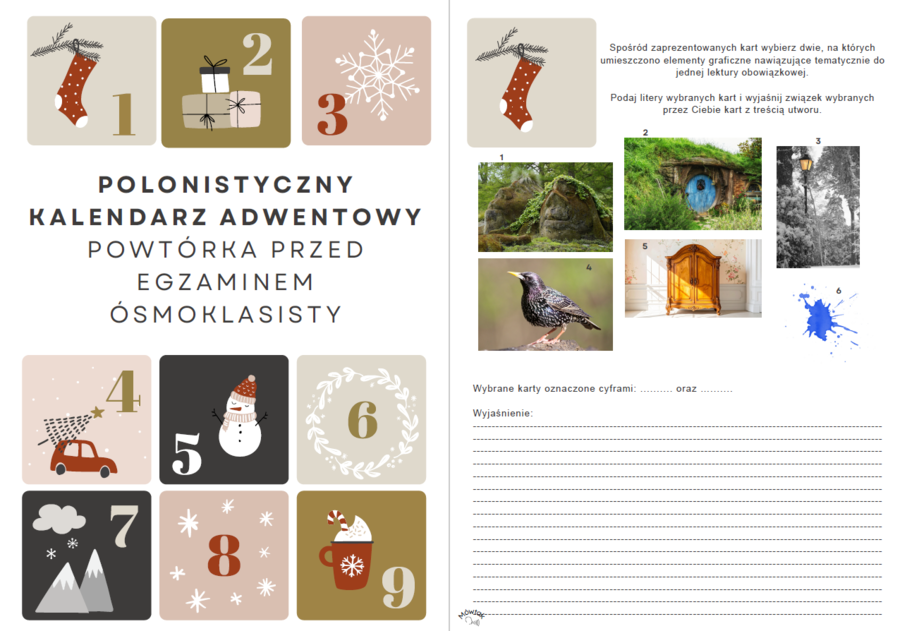 Powtórka przed egzaminem ósmoklasisty z języka polskiego - kalendarz adwentowy