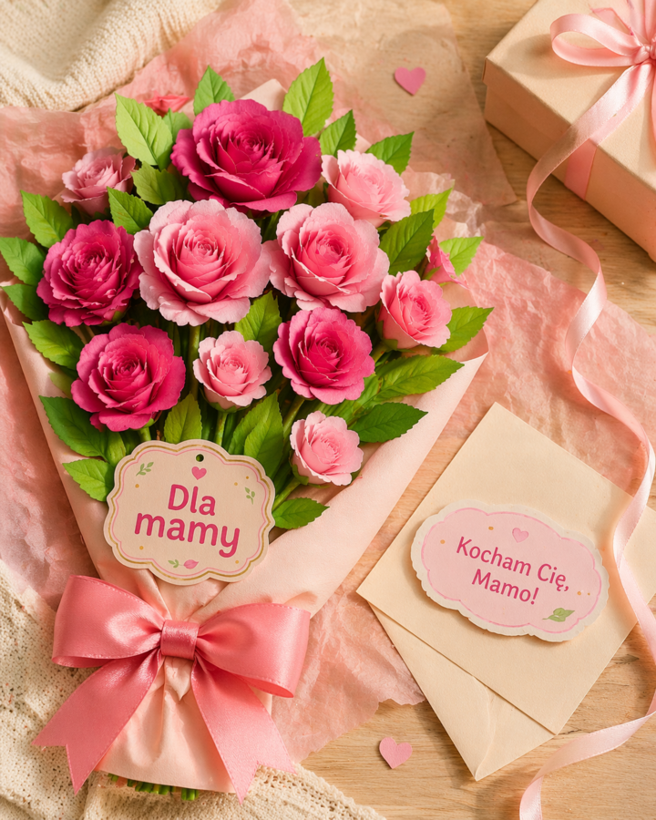 Wycinanka „Bukiet róż dla mamy”