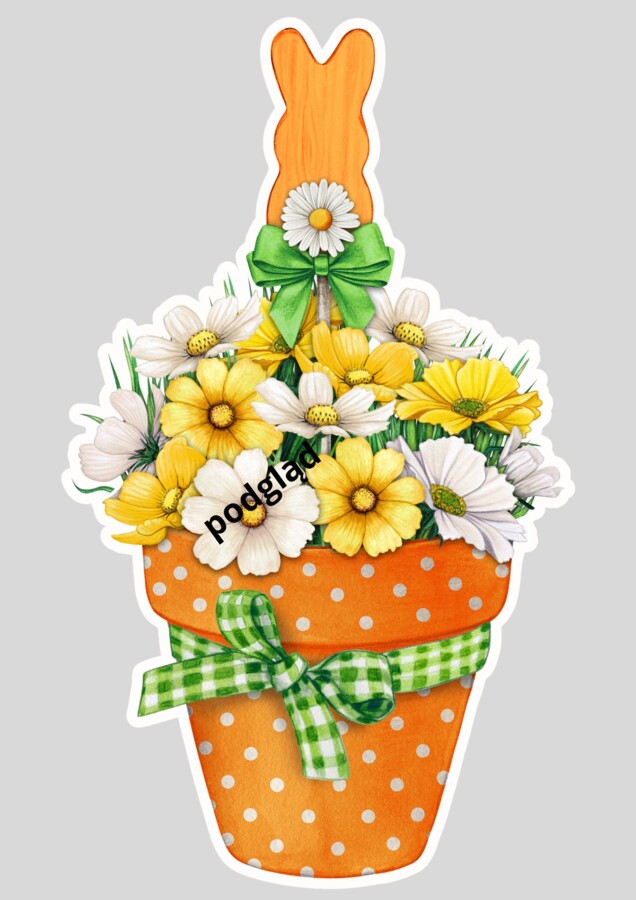 DEKORACJE dwustronne – WIOSNA, WIELKANOC zestaw pomarańczowy