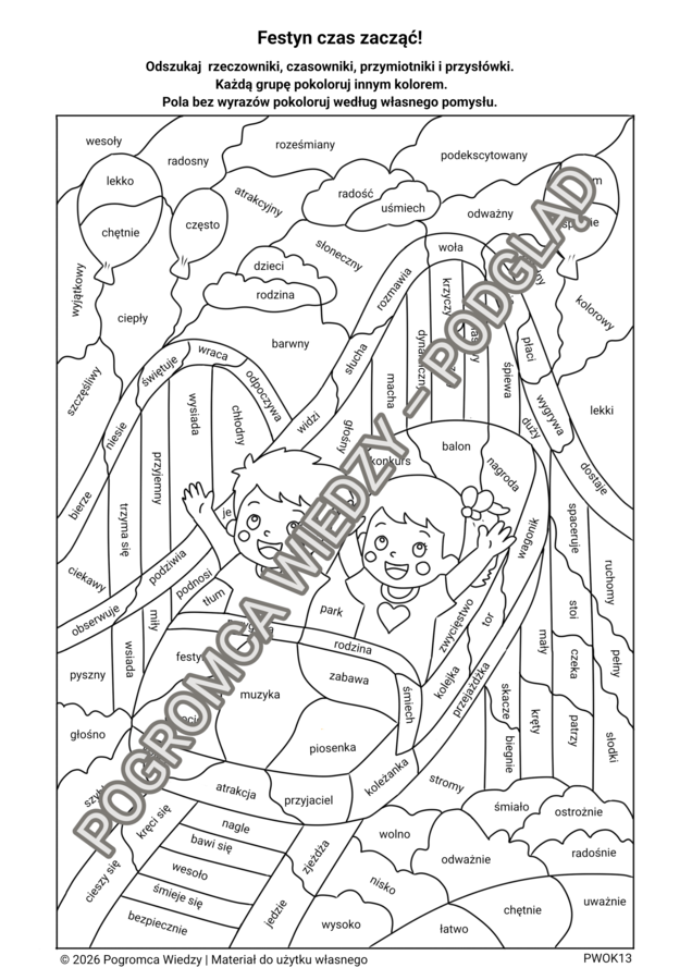 Festyn czas zacząć - karta pracy + klucz odpowiedzi