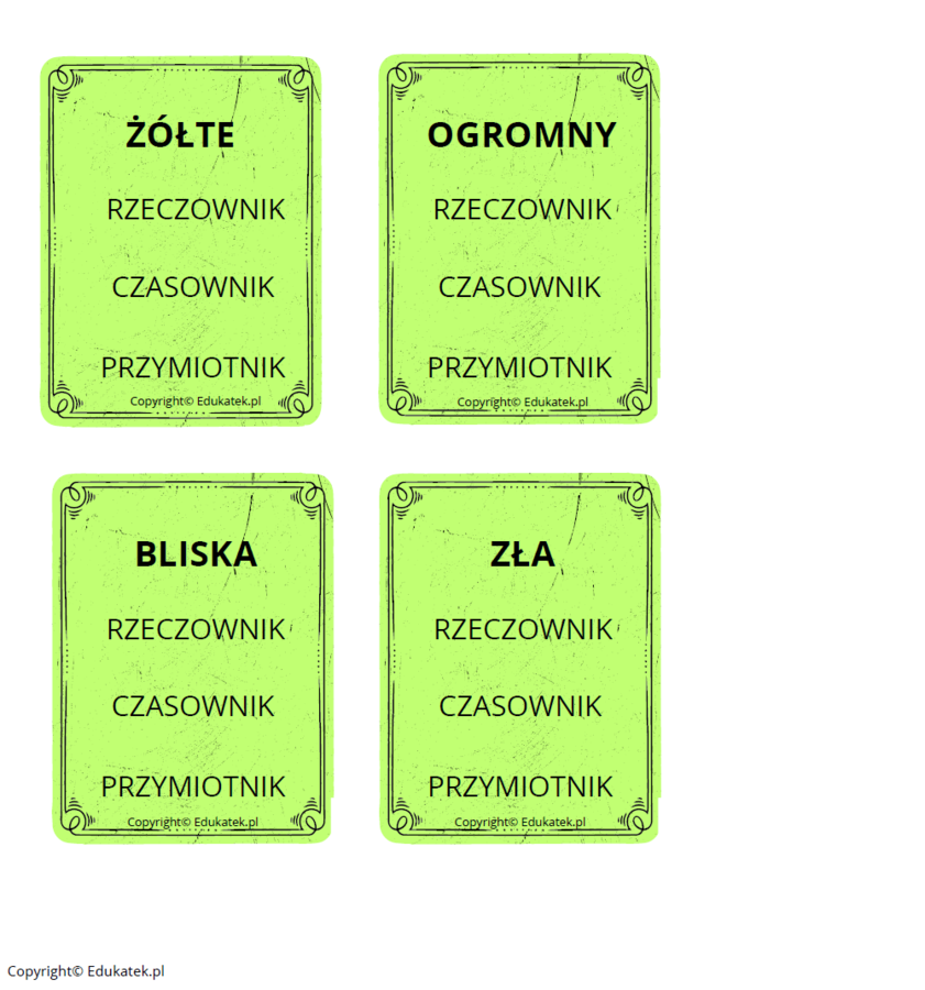 Klamerkowe części mowy - wyrazy