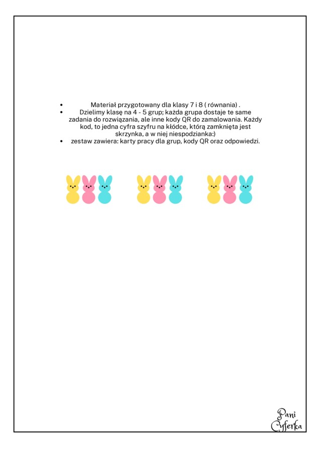 Matematyczna Wielkanoc - kl.7 i 8.