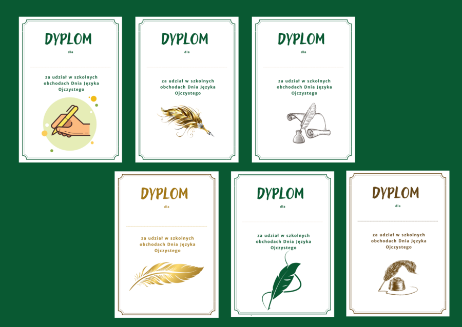 DZIEŃ JĘZYKA OJCZYSTEGO – dyplomy – 18 wersji – biblioteka – język polski - dyplom