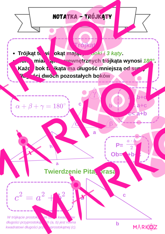 2 w 1:  Notatka i karta pracy- trójkąty