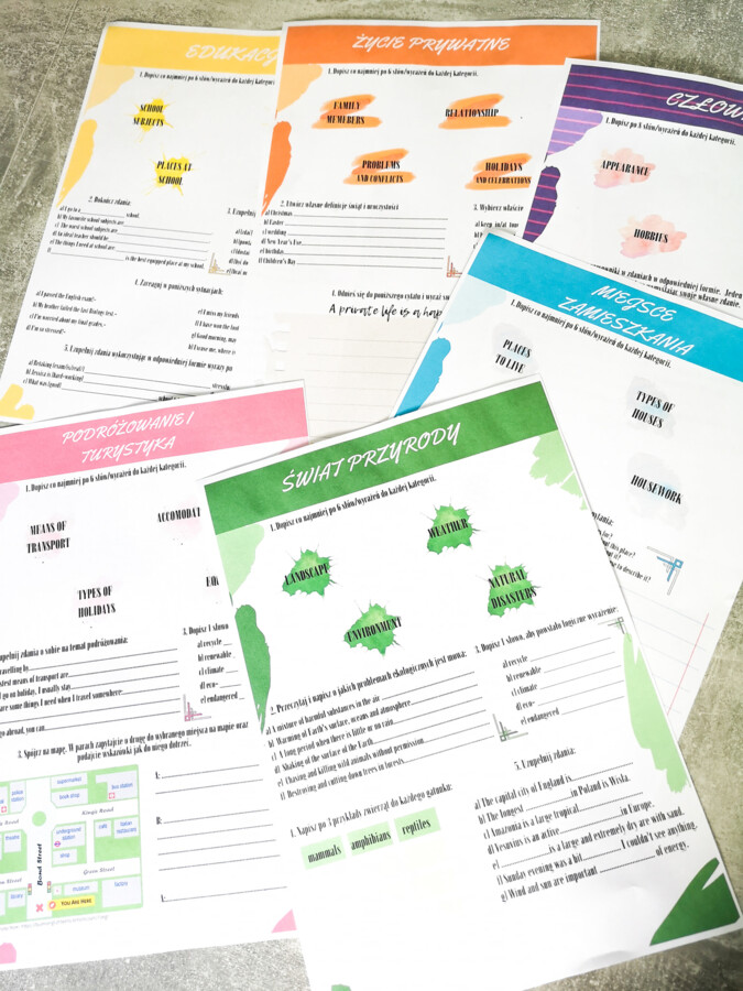 E8 REVISION SET 1-14 Powtórkowe karty pracy dla ósmoklasistów