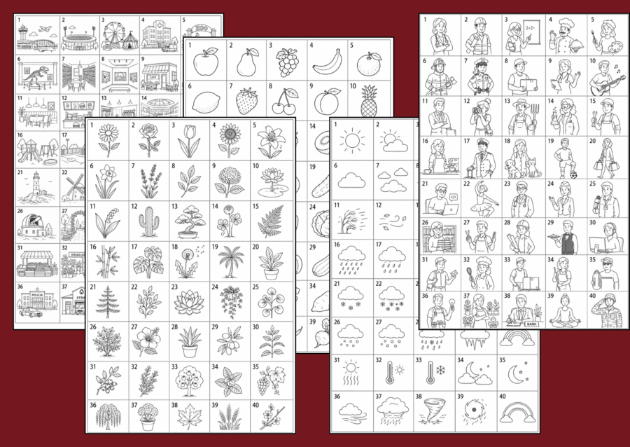 ✍️IKONKI - zestaw 10 ilustracyjnych kart storytellingowych – 400 ikonek do kreatywnego pisania i zabaw językowych