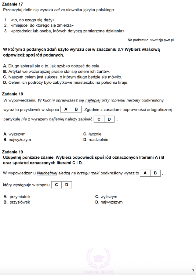 Zadania egzaminacyjne z j.polskiego - Gramatyka, ortografia, fonetyka