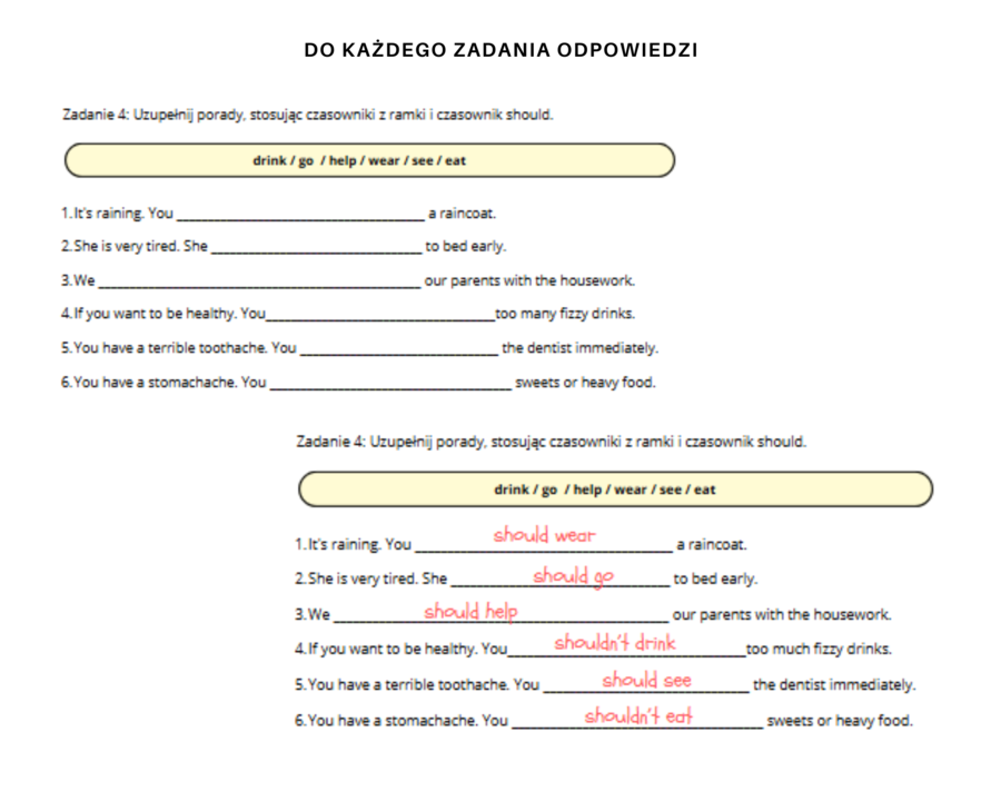 Gramatyka dla klasy 6: Czasownik should oraz have to  Na podstawie English Class A2 Unit 5