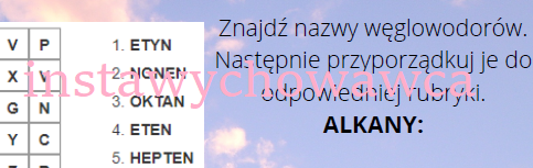 Węglowodory-wykreślanka