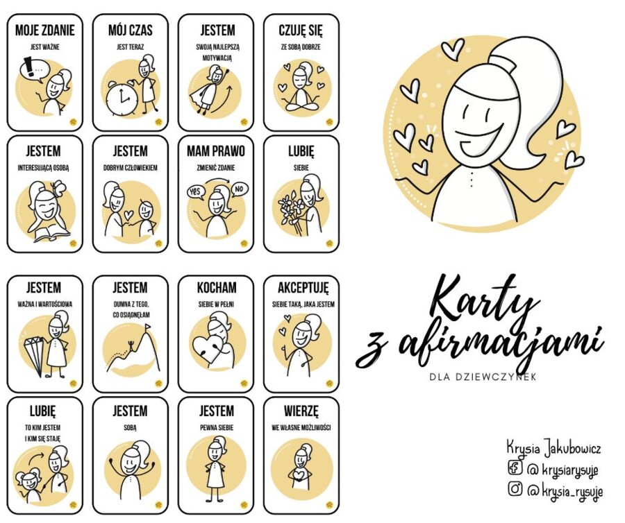 Karty z afirmacjami dla dziewczynek - "Jestem Aśka - Aska"