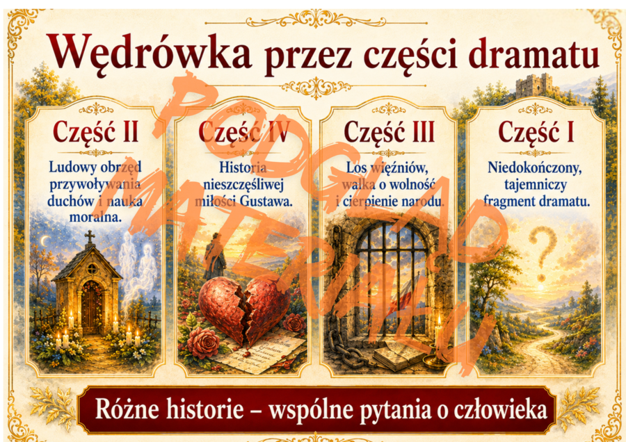 Narodowe Czytanie 2026 – „Dziady” Adama Mickiewicza | gazetka szkolna + dekoracja | 33 strony PDF