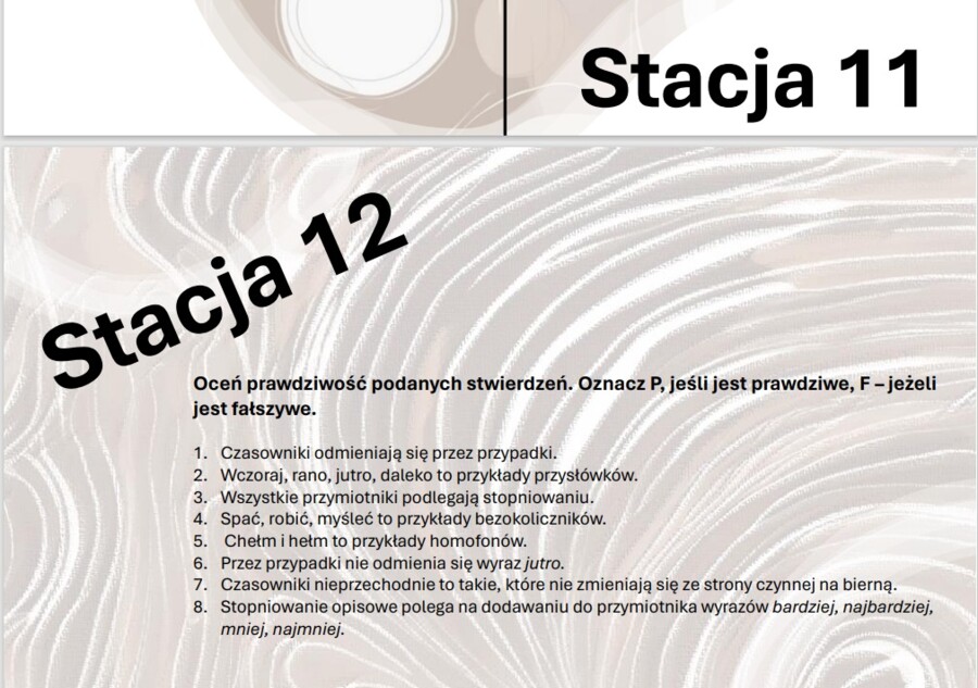 Stacje zadaniowe części mowy