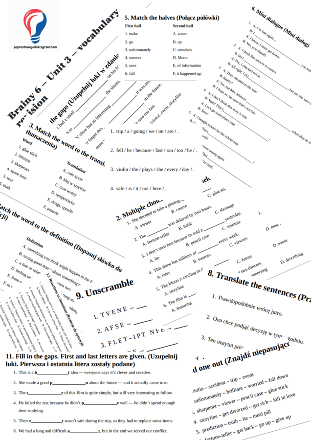 Brainy 6 – Unit 3 – vocabulary revision