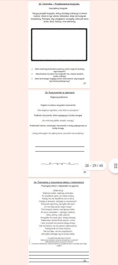 Zadania na zajęcia korekcyjno-kompensacyjne, klasy 4-8