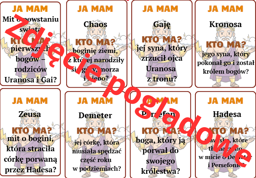 Gra dydaktyczna - Ja mam, kto ma? - Mitologia grecka