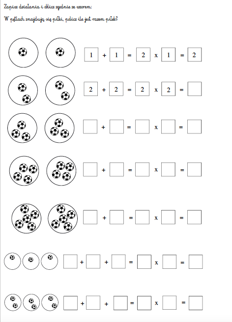 Mnożenie - zadania wprowadzające