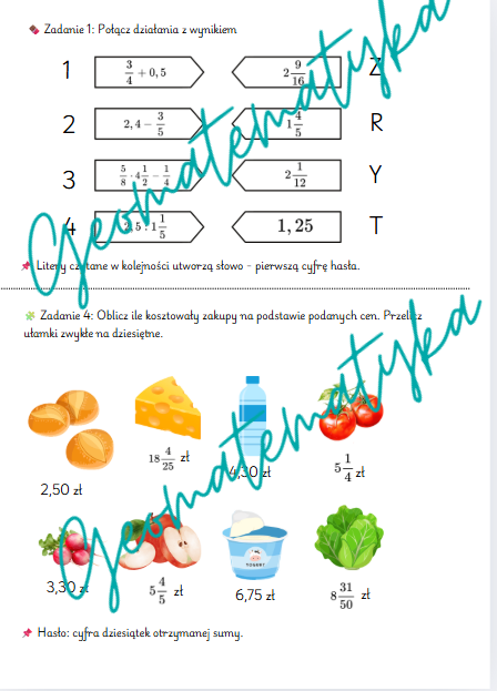 Pokój Zagadek – Złam kod ułamków! Powtórzenie - ułamki dziesiętne, klasa 5