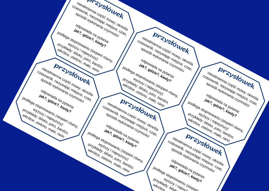 PRZYSŁÓWEK – części mowy – wklejka – wklejki – egzamin – powtórzenie