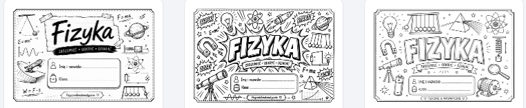 Strony tytułowe do zeszytu z fizyki | 8 kolorowanek | Klasy 7–8