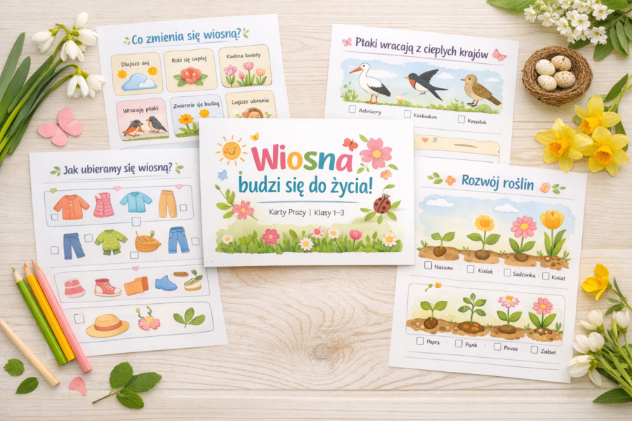 Wiosna budzi się do życia – zestaw kart pracy przyrodniczych