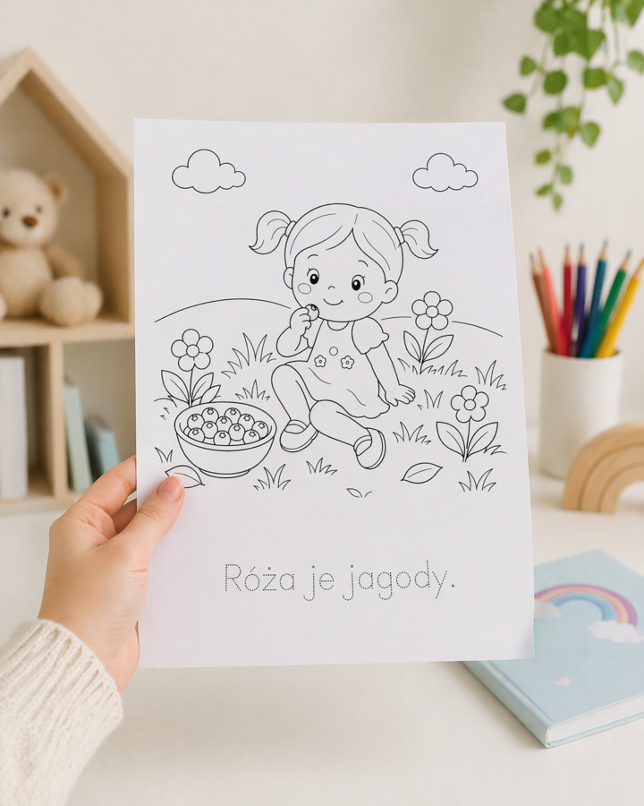 Kolorowanka „Róża je jagody”