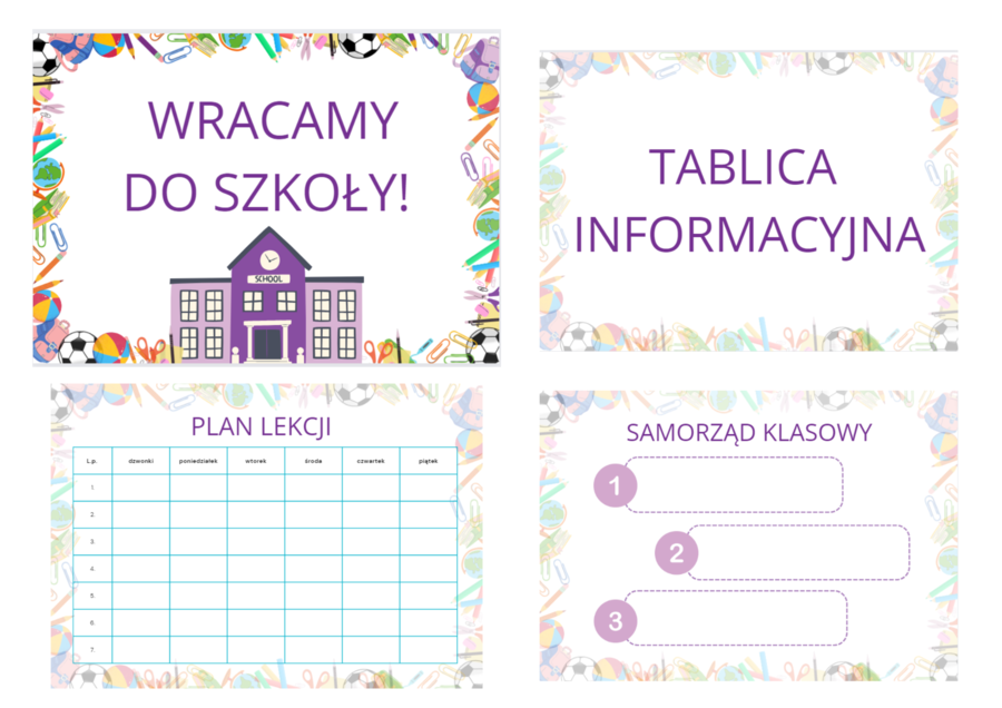 Wracamy do szkoły! - Zestaw dla nauczyciela i dla ucznia - tablica, dzienniczek, dokumenty