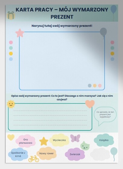 Karta pracy: Mój wymarzony prezent