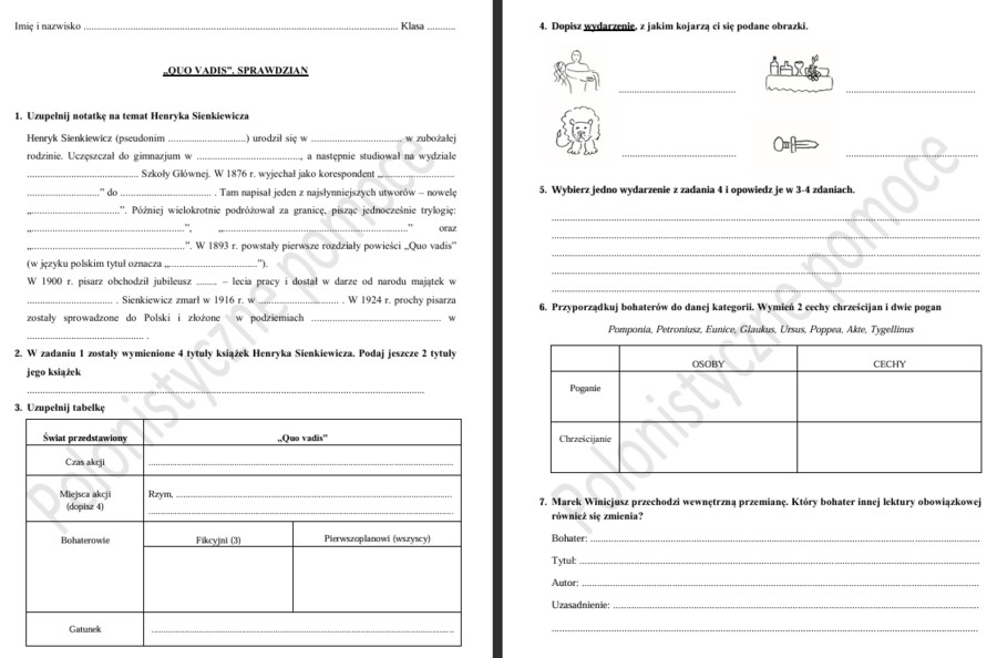 Quo vadis. Sprawdzian