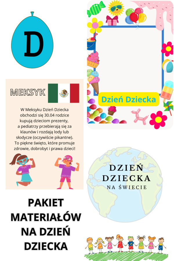 Dzień Dziecka- plakat XXL, 2 wersje napisów, gazetka "Dzień Dziecka na świecie", fotobudka
