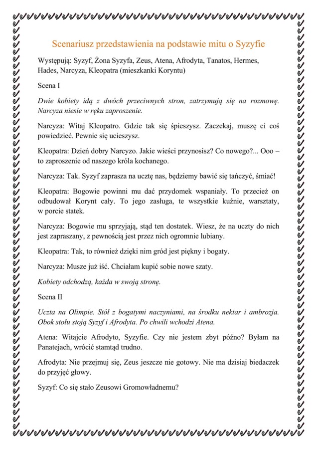 Scenariusz przedstawienia Mitu o Syzyfie