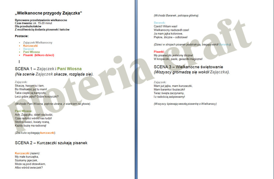 Scenariusz przedstawienia wielkanocnego krótki