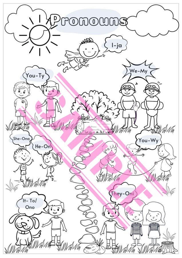 PRONOUNS & TO BE- kolorowanka/ wklejka dla klasy 2-4 SP