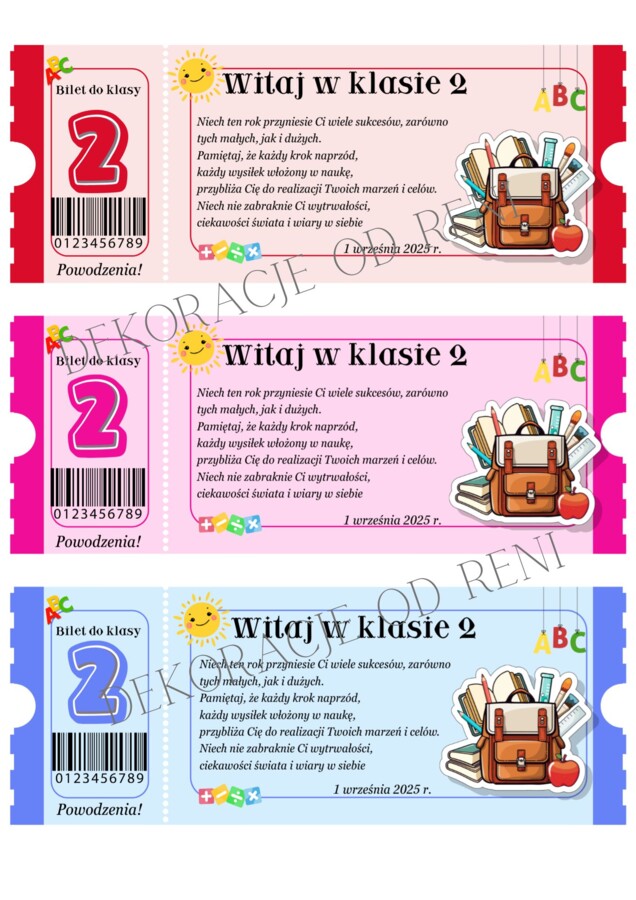 Powitalny Bilet do Klasy 2