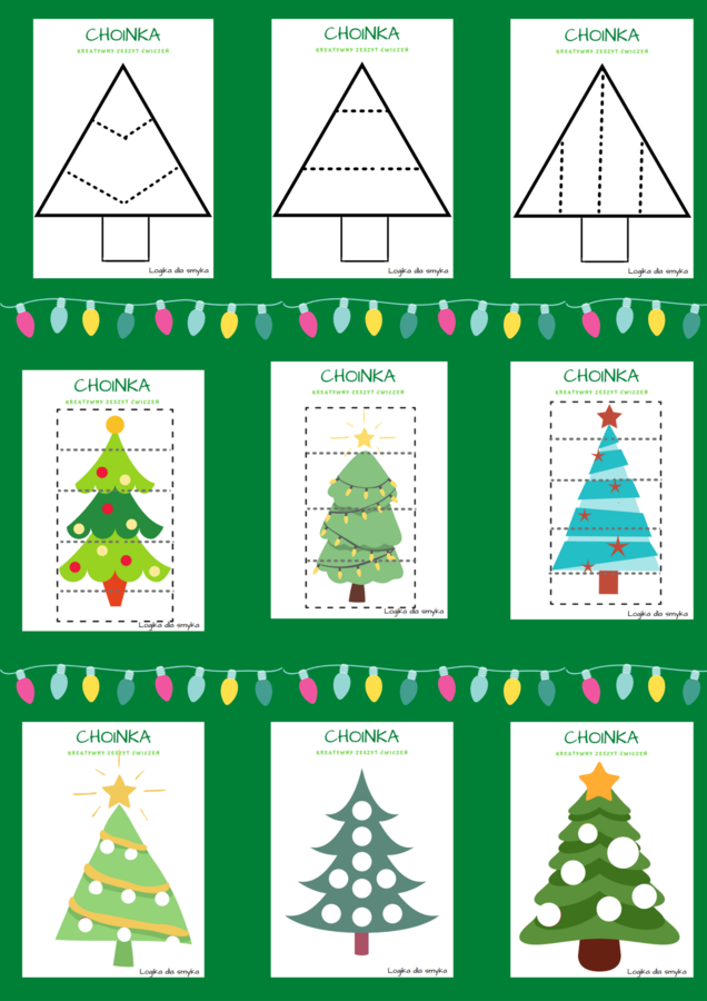 Choinka - kreatywne karty pracy