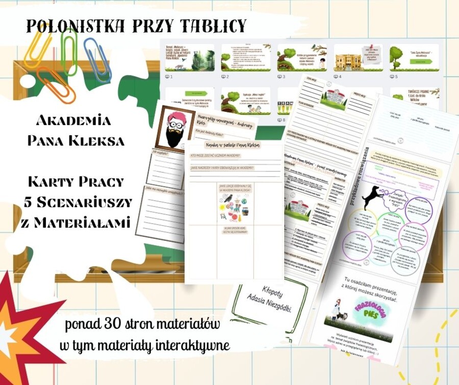 „Akademia Pana Kleksa” pakiet zestaw scenariusze karty pracy prezentacje ćwiczenie interaktywne